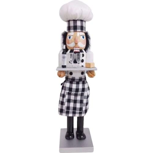 New Year Kids Doll 38cm Wooden Nutcracker Soldier Chef Merry Christmas Decoration Pendants Ornaments For Christmas Tree Fun