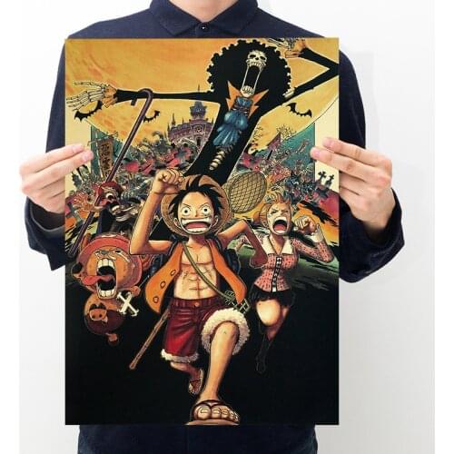 New One Piece Action Figure Poster Craft Print Wall Sticker Vintage Paper Anime One Piece Posters Luffy Wanted Girl Boys Gifts