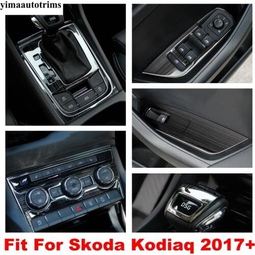 Window Lift AC Air Panel Gear Shift Knob Head Box Cover Trim Stainless Steel Accessories Interior For Skoda Kodiaq 2017 - 2020