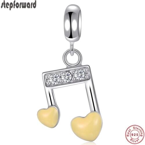 DIY High Quality Music Series Jewelry 925 Sterling Silver Music Sign Hanging Charm For Bracelet And Necklace Party Gift