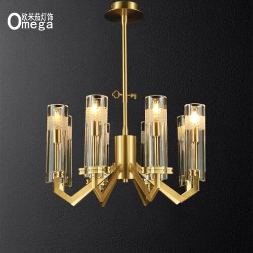 Postmodern light luxury copper crystal chandelier living room dining room bedroom porch project hotel model room designer lamp