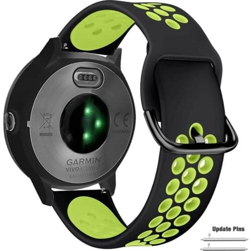 For Samsung Galaxy Watch Active 40mm Watch Strap 20mm Silicone Waterproof Wristband Strap for Garmin Vivoactive 3/Ticwatch 2