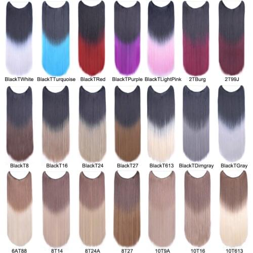Similler 24" Invisible Wire Hair Extensions Secret Fish Line Hairpieces Synthetic Straight Hair Extensions Ombre No Clips 100g