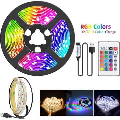 TV Backlight USB White LED Strip Lights 2835 RGB DC 5V Colored Stripe Ribbon Diode Tape Tasma for Home Room PC Decoration Lamps