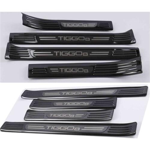 High quality stainless steel Car Internal external door cover outside door sill plate for Chery Tiggo 8 2018 2019 Styling