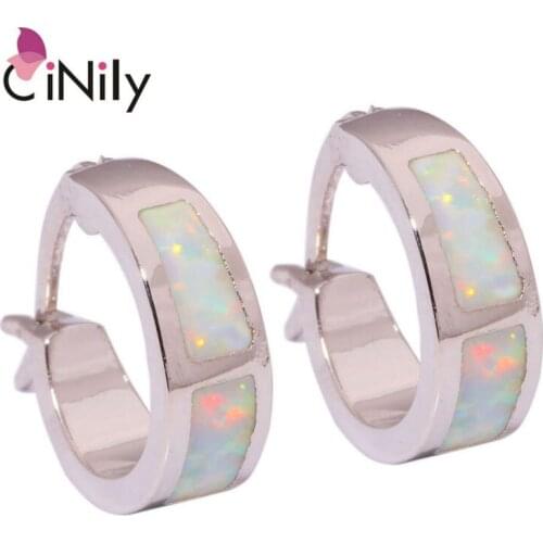 CiNily Created White Fire Opal Silver Plated Earrings Wholesale Retail Hot Sell Fashion for Women Jewelry Earrings 18mm OH2661
