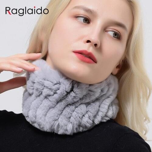 Rabbit Fur Scarf Women Winter Warm Knitted Neck Warmer Fashion Stylish Ring Scarves