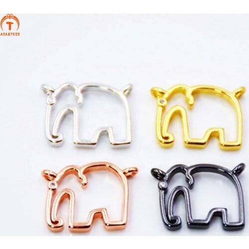 ASA&TESS Dainty ELEPHANT Charm Micro Pave CZ Elephant Pendant Cubic Zirconia Gold/ Sil-ver/ Rose Gold/ Black Animal Charm