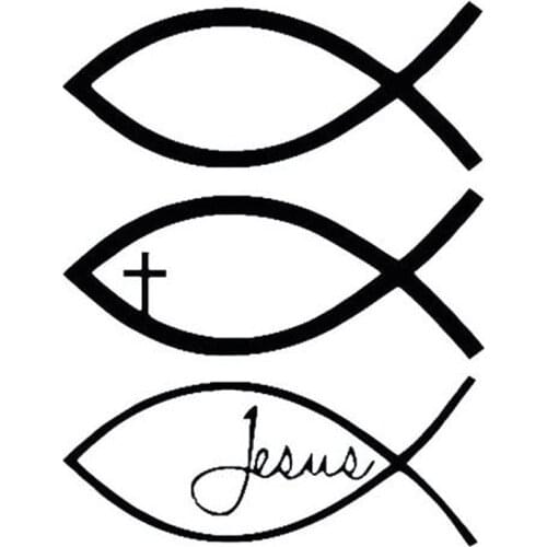 14*10CM JESUS FISH Car Stickers And Decals Fun Fish Cross Car Stickers Motorcycle Car Styling Black/Silver C1-0119