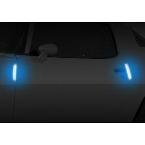 2x Car Door Edge Decal Sticker Warning Black+Blue 6.69\"x 1.06\" Carbon fiber Universal Professional Tape Reflective