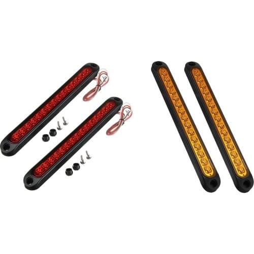 2Pcs 10 inch 15 LED Trailer Truck RV Stop Tail Rear Brake Turn Light Bar Stop Rear Side Marker Lights Waterproof