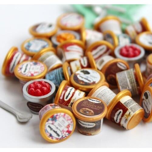 4PCS Multi Flavors 1/12 Scale Miniature Dollhouse Ice Cream Cup Mini Doll Food Play Kitchen Accessories Toy