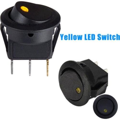 5Pcs 12V Car Switch Lighted ON OFF Round Toggle Rocker Switch LED Light Dot Illuminated SPST 3 Pin For Auto Boat Car Truck