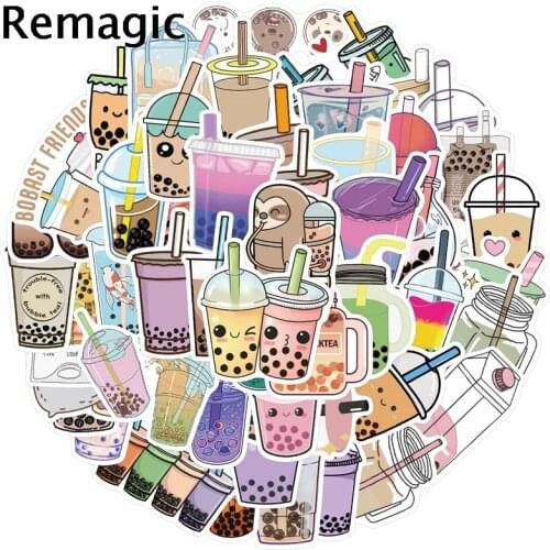 50pcs Funny Bubble Tea Cartoon scrapbooking Stickers packs Waterproof Skateboard Suitcase Guitar Graffiti decals pasters Kid Toy