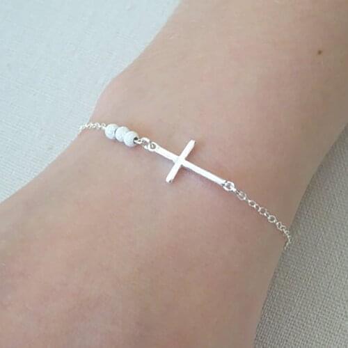 Hand Accessories Spring New Alloy Simple Cross Bracelet Adjustable Beaded Charm Bracelets for Women Jewelry