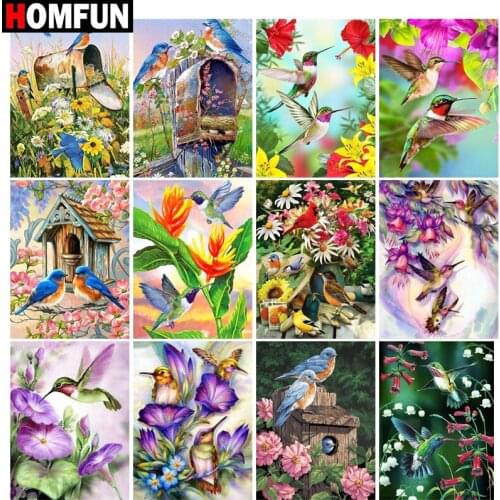 HOMFUN Full Drill Diamond Painting "Flower and bird scenery" DIY Picture Of Rhinestone 5D Diamond Embroidery Cross Stitch Decor