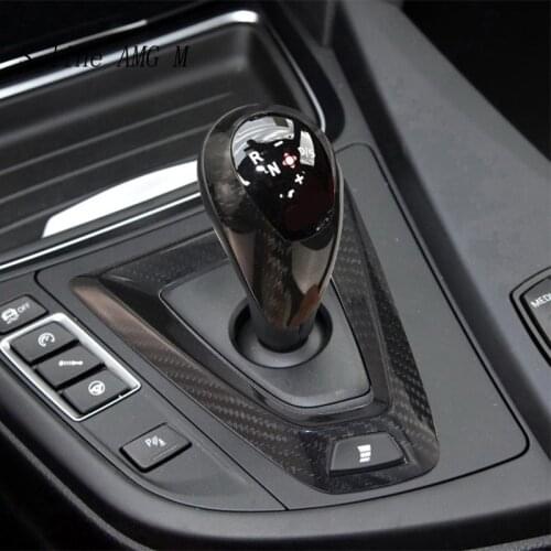 Car Styling Real Carbon Fiber Gear Shift Handle Sleeve Cover Stickers Trim For BMW M2 M3 M4 M5 X5M X6M Auto Interior Accessories