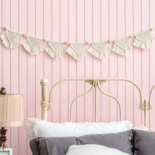 Bohemian Banners Macrame Art Wall Hanging Handmade Woven Cotton Tapestry Yellow Beads Tassels Chic Boho Room Home Party Decor