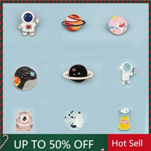 2021 New Space Theme Brooch Clothes Schoolbag Pins Cute Clothes Pendant Cute Brooch For Girls Woman