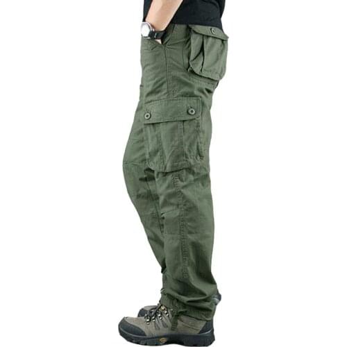 Men Cargo Pants Multi-pocket Cotton Military Tactical Trousers Hiking Trekking Joggers Sweatpants Casual Straight Long Pants 44