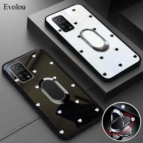 Love heart Tempered Glass Phone Case For OPPO Realme V15 V11 C15 C12 C11 X50 Magnetic Ring Stand Back Cover for OPPO Narzo 30A