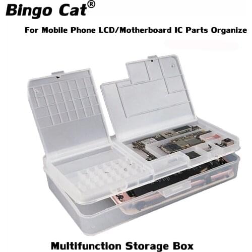 5pc SS-001A Storage Box Mobile Phone LCD Screen Motherboard IC Parts Screw Accessories Organizer Holder Phone Repair Container