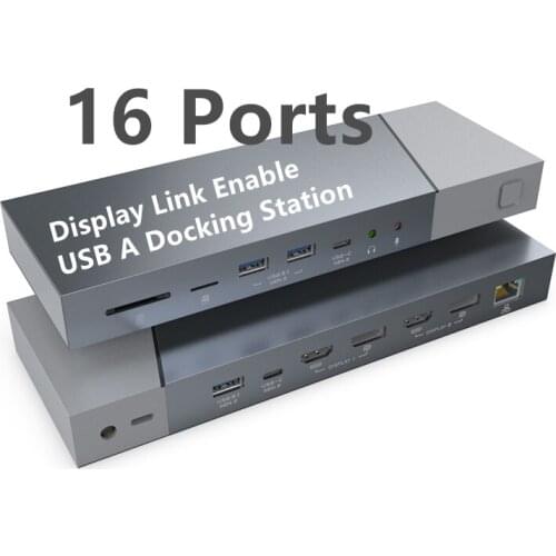 Rocketek 16 in 1 Universal Type C Hub Laptop USB 3.1 Gen 2 Type A DisplayLink USB C Docking Station