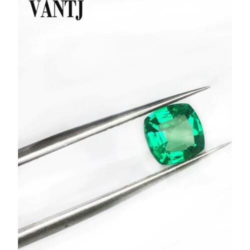 VANTJ Hydrothermal Lab Grown Created Emerald Loose Gemstone Cushion Cut Diy for Silver Gold Women Jewelry Random Delivery