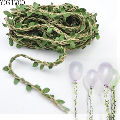 YORIWOO 10M Green Artificial Leaves Garland Wedding Decoration Birthday Balloons Fake Flowers Wreath DIY Crafts And Scrapbooking