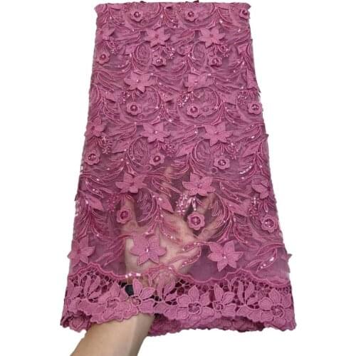 Hot Sale French Lace Fabric 5 Yards Nigeria Lace Fabric With Sequins High Quality African Tulle Lace Fabric For Wedding Party