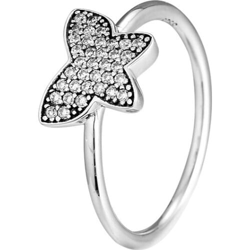 CKK Ring Butterfly Silver Rings Clear CZ For Women Men Anel Feminino 100% 925 Jewelry Sterling Silver Anillos Wedding