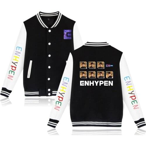 KPOP ENHYPEN Album JUNGWON HEESEUNG JAY JAKE SUNGHOON SUNOO Zip-up Baseball Uniform Fleece Jacket Women Men Hoodie Sweatshirt
