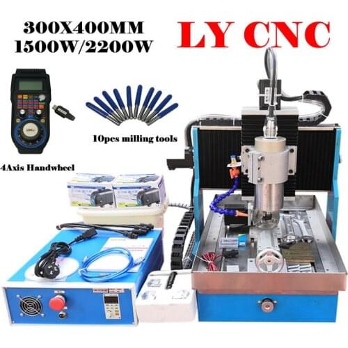 LY Linear Guideway CNC 3040L Metal Wood Router 2200W 1500W 4 Axis USB Port Milling Engraving Machine Steel Table Aluminum Cutter