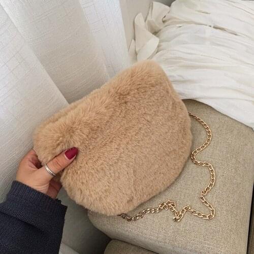 Furry winter womens shoulder bag faux fur fashion Messenger bag high quality ladies handbag party bag girl bag discount