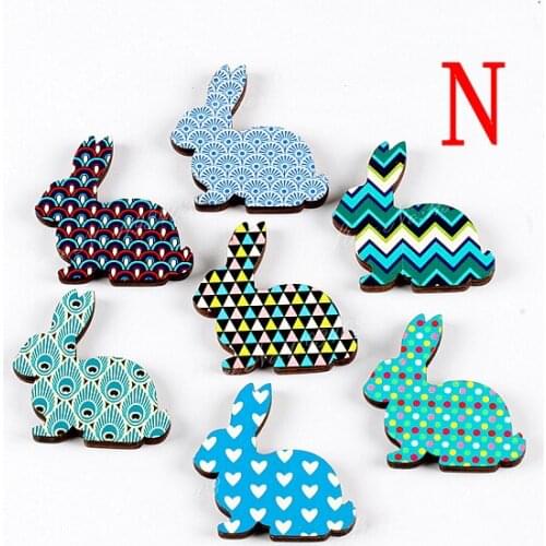Fashion design Vintage Style Colorful Different geometric Pattern Laser Cut wood Rabbit wooden DIY brooch Necklace (WK-N)