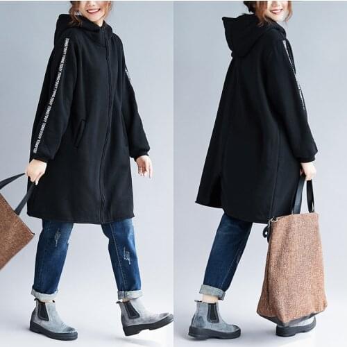 2020 New Womens Autumn Winter Hoodies /Sweatshirts Korean Casual Female Long section Plus Size Plus Velvet Thick Coat Outerwear