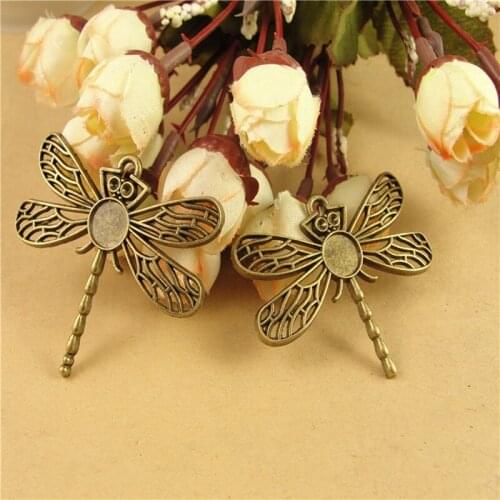 RONGQING 40pcs/lot Antique Bronze 8mm DIY Animal Dragonfly Pendant
