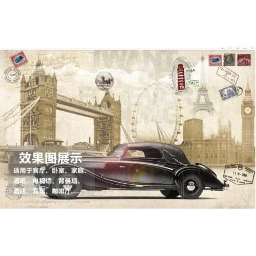 Custom photo wallpaper for walls 3 d murals Retro car European style building bar KTV restaurant background wall decoration