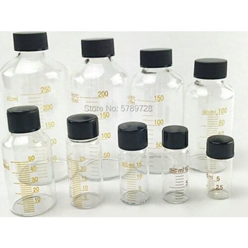 Serum bottle glass reagent bottle sample bottle lab glassware with scale,capacity 5/10/15/20/25/50/100/150/200/250/500/1000ml