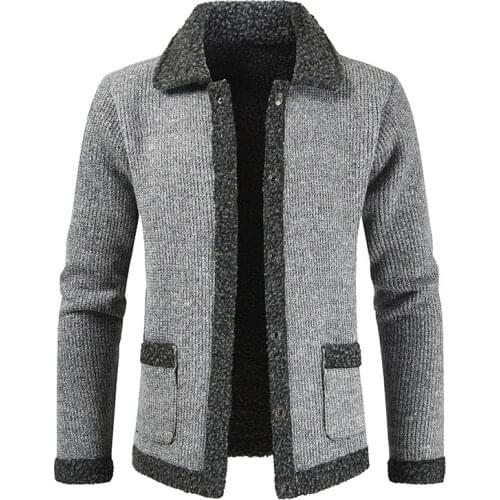 Sweater Men Button Cardigan Solid Patchwork Thick Warm Sweater Coats Men Fashion Wool Cashmere Sweater Men Winter Clothing