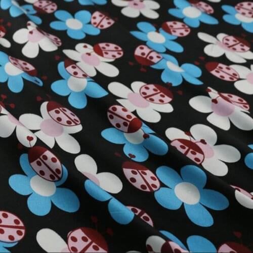 Tilda Satin Soft Craft Coccinella Septempunctata Cartoon Flower Glossy Sewing Sateen Scarf Fabric DIY Cosplay Ribbon Fabrics