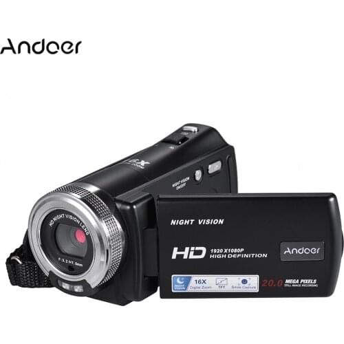 Andoer V12 Video Camera 1080P Full HD 16X Digital Zoom Recording Camcorder w/3.0 Inch Rotatable LCD Screen Support Night Vision