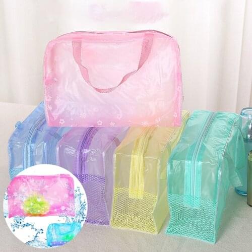 Waterproof PVC Cosmetic Storage Bag for Women 5 Color Floral Transparent Wash Bag Creative Home Outing Shower Bag Handbags