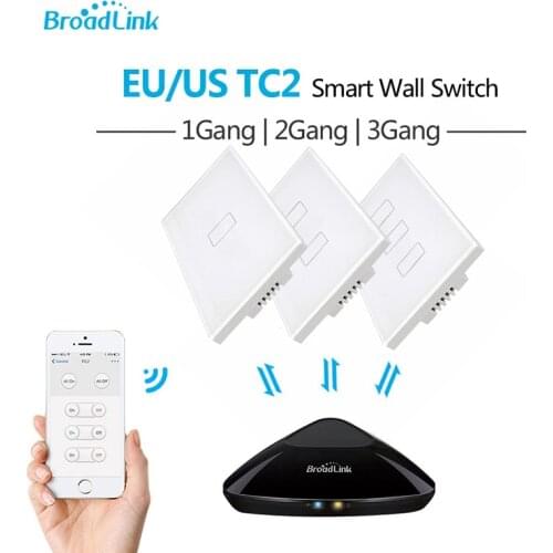 Broadlink TC2 EU US Standard Light Switch Modern Design White 1 2 3 Gang Touch Panel Wifi Wireless Smart Control Via RM4 Pro