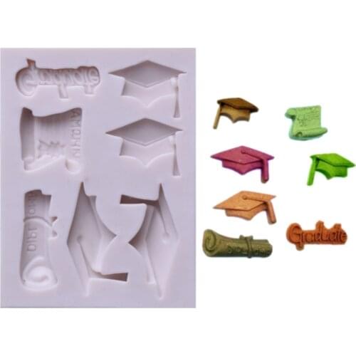 Graduation Bachelor Cap Molds Fondant Cakes Decor Tools Silicone Molds Sugarcraft Chocolate Baking Tools For Cakes Gumpaste Form