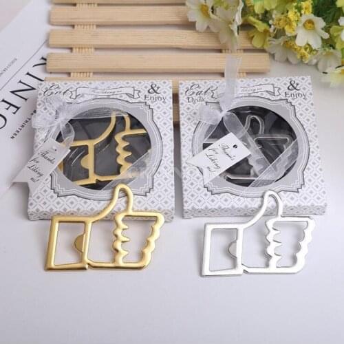 100Pcs/Lot Wedding Favors And Gifts Facebook Smiley Like Bottle Opener Wedding Party Guests Gift Box Bridal Shower Gifts