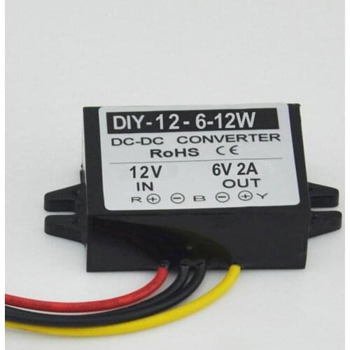 12V(8.5V-22V) Step Down 6V 2A 12W DC-DC Converter Module DC Buck Converter Car Power Adapter Voltage Regulator Waterproof
