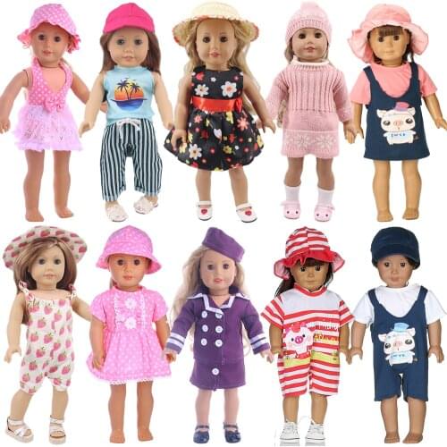 2Pcs/Set Doll Clothes Animals Patterns Hat+Outfit Fit 18 Inch American of Girl`s Doll&43Cm Baby Reborn Doll Our Generation Toy