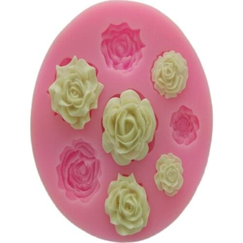 3D Silicone 8 Mine Roses Craft Fondant DIY Chocolate Mould Cake Decoration Candy Soap Mold Baking Tools H412