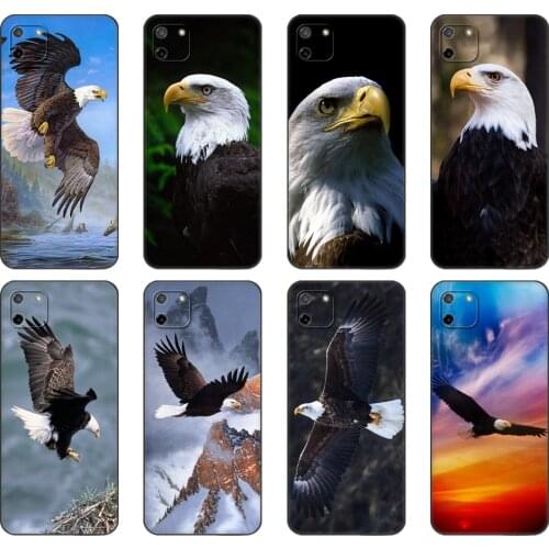 Black tpu Case For OPPO Realme C11 C20 C21 Case Back Cover Bumper Black Eagle Fly the Sky Colorful Fashionable